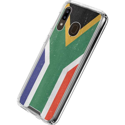 South Africa Flag Distressed Galaxy A30 Clear Case